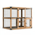 Katzenfreigehege 180 x 90 x 180 cm Holz Metallgitter Naturbraun für Außenbereich