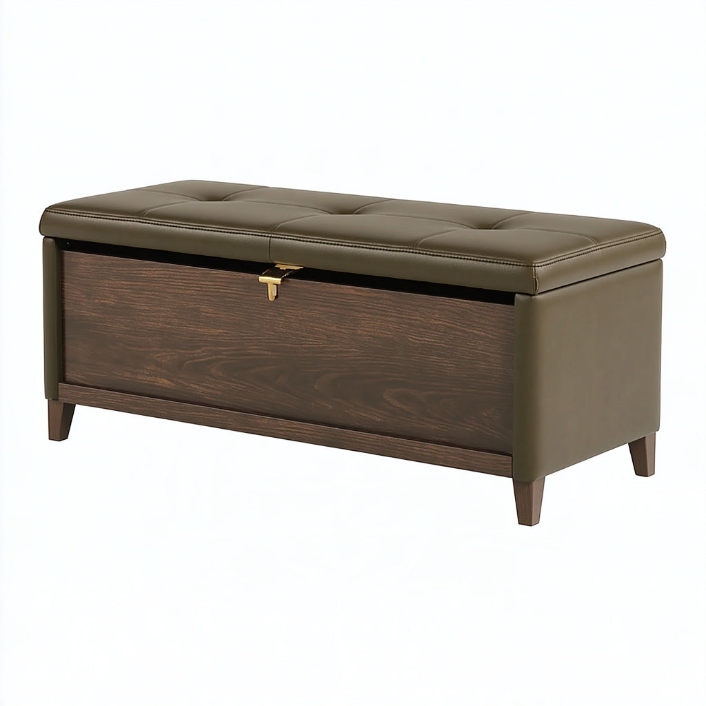 Sitzbank mit Stauraum 120 x 45 x 48 cm Kunstleder Braun - gepolsterte Aufbewahrungsbank