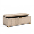 Truhen-Sitzbank 120 x 45 x 48 cm Beige Textil mit Stauraum gepolstert