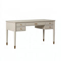 Schreibtisch 140 x 60 x 76 cm aus Holzwerkstoff in Creme mit 5 Schubladen
