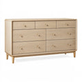 Kommode 160 x 45 x 85 cm aus Holz Natur mit 7 Schubladen Skandinavischer Stil