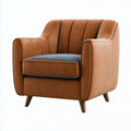 Sessel 90 x 85 x 85 cm in Cognacblau mit Lederoptik-Bezug - gepolsterter Loungesessel