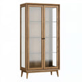 Vitrine 90 x 40 x 190 cm aus Holz und Glas in Braun Transparent - skandinavischer Stil