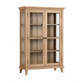 Vitrine 100 x 40 x 190 cm Holz und Glas Natur für Wohnraum im Landhausstil