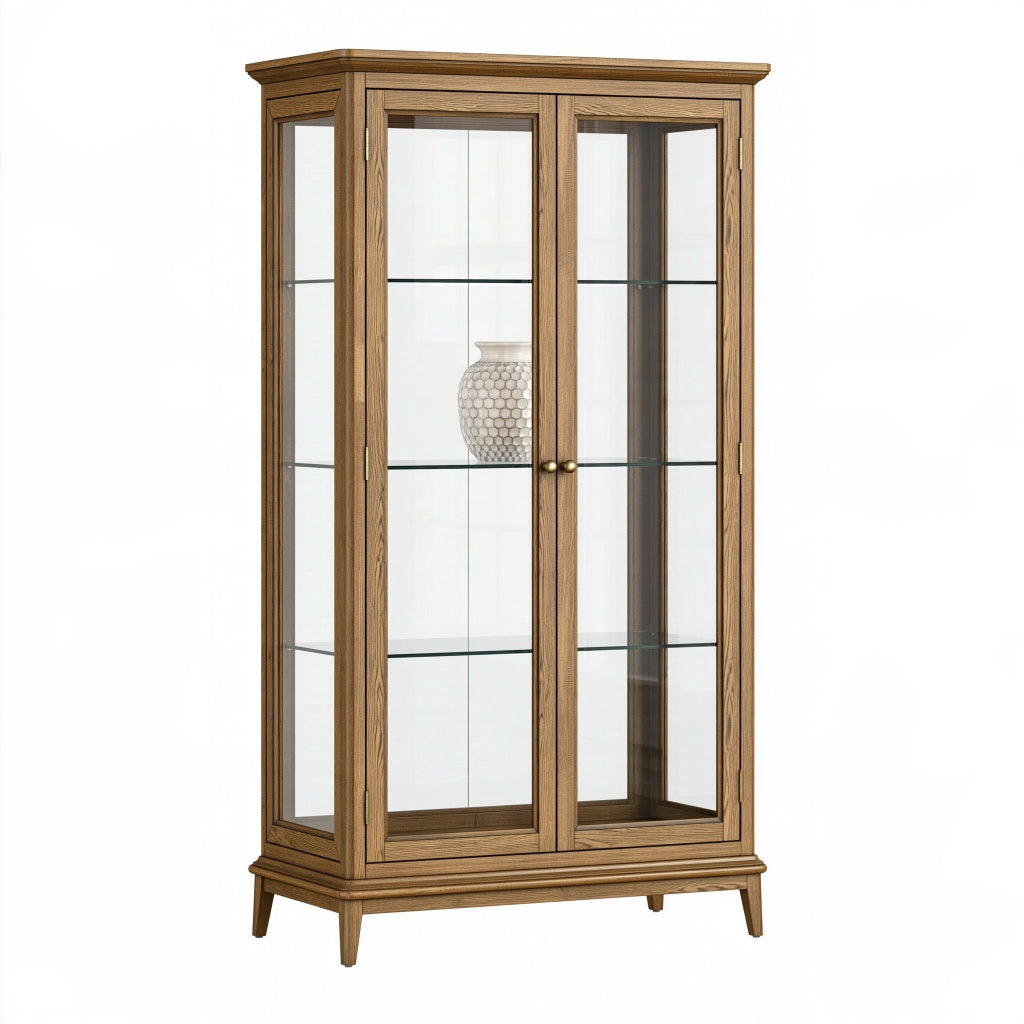 Vitrine 90 x 40 x 180 cm Holz und Glas Braun - Klassischer Stauraum