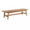 Holz Sitzbank 180 x 40 x 45 cm naturfarben mit Lamellensitz im skandinavischen Stil
